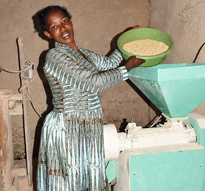 Mahoro Uwizeye owner of a milling business
