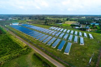overhead view of solar panels