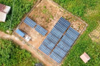 overhead view of solar panels